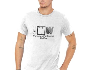 T-shirt Wormwood's Cinema Logo, t-shirt Cinema, t-shirt Cinema Theater, maglietta Halifax, t shirt Nuova Scozia, camicia repertorio alternativo