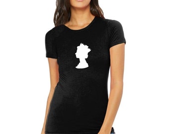 T-shirt donna Queen Elizabeth II Silhouette, T-shirt donna QEII, t-shirt Cameo, t-shirt Monarchy, t shirt Crown, Tshirt Jubilee, camicia regina