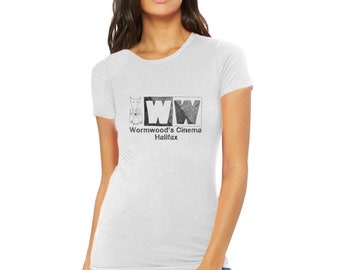 T-shirt Wormwood's Cinema Ladies (più leggera), maglietta Cinema, t-shirt cinematografico, Halifax, maglietta Nuova Scozia, camicia repertorio alternativo