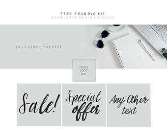 Etsy Banner Stock Photography White Book Computer Styled Mock Up