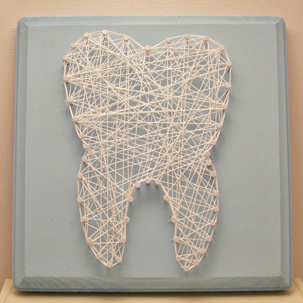 Wisdom tooth string art. Dental art.  Tooth. Molar. Tooth fairy. Dental. Wood plaque.