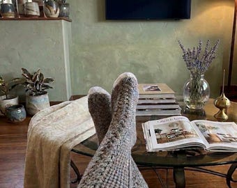 Handmade Parker Cable Crochet Socks – Women’s Size 8–9