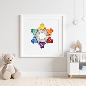 Cupcakes Art, download digitale, stampabile fino a 20 x 20 pollici, opera d&#39;arte originale, decorazione per la cameretta dei bambini, arte da cucina, colori dell&#39;arcobaleno, un regalo fantastico!