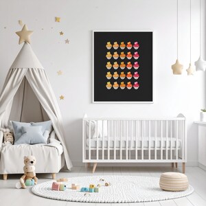 Cupcakes Art, download digitale, stampabile fino a 16 x 20 pollici, opera d&#39;arte originale, decorazione per la cameretta dei bambini, arte da cucina, colori dell&#39;arcobaleno, un regalo fantastico!