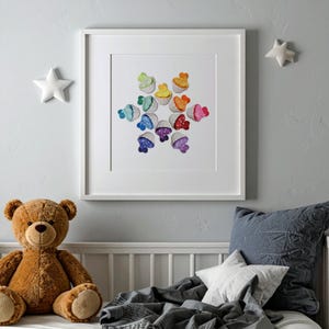 Cupcakes Art, download digitale, stampabile fino a 20 x 20 pollici, opera d&#39;arte originale, decorazione per la cameretta dei bambini, arte da cucina, colori dell&#39;arcobaleno, un regalo fantastico!