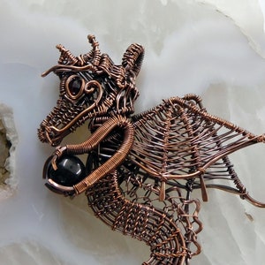 Copper Wire Dragon, Wire Woven Dragon, Dragon Pendant, Statement