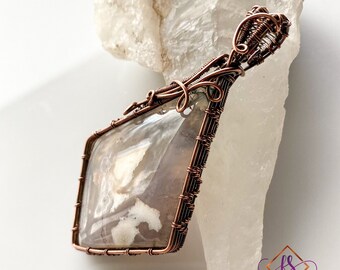 FreeStyles Jewelry, Wire Wrapped Plume Agate, Copper Plume Agate Pendant, Wire Woven Stone Pendant, Wire Wrapped Plume Agate Pendant,