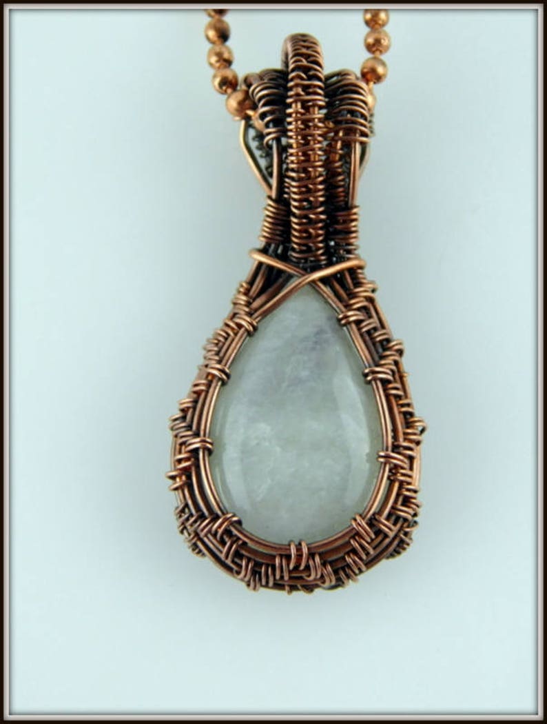 Moonstone Pendant Wire Wrapped Moonstone Necklace Copper Etsy