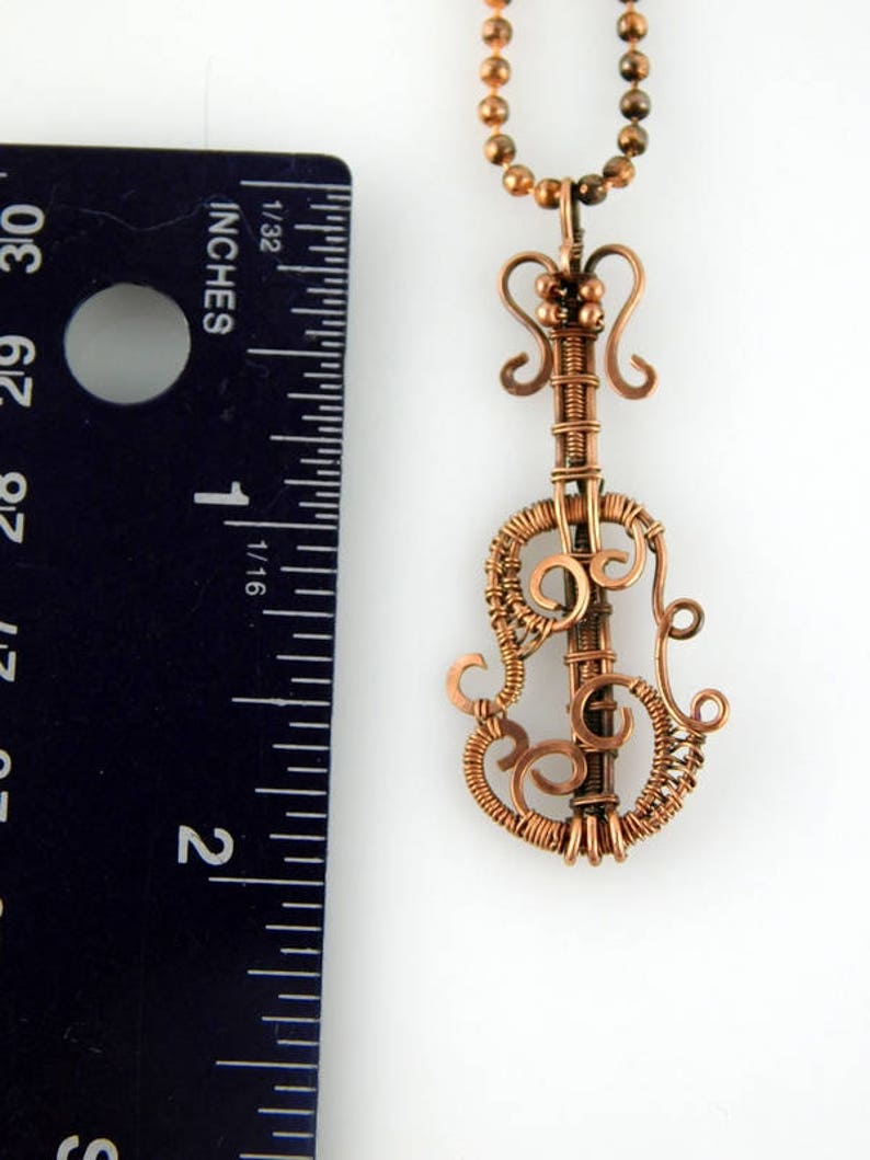 Violin Necklace Musical Pendant Wire Wrapped Violin Copper Etsy