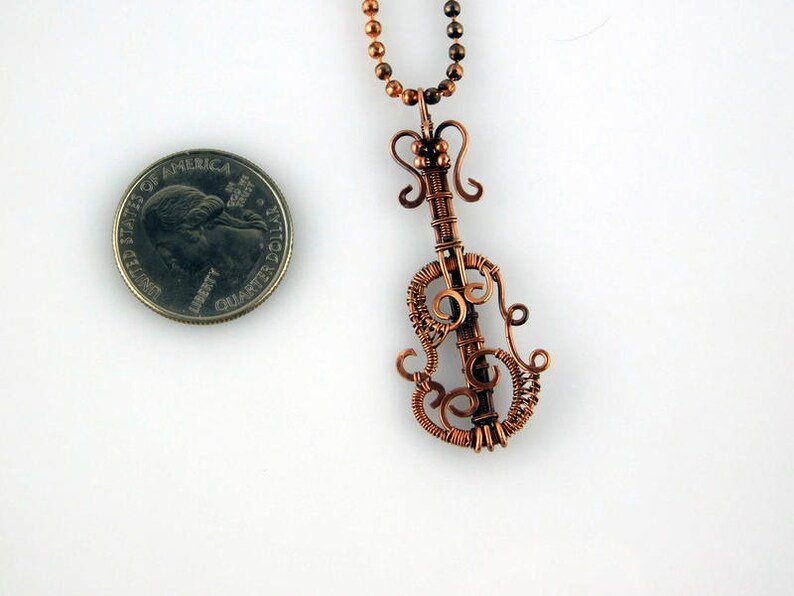 Violin Necklace Musical Pendant Wire Wrapped Violin Copper Etsy