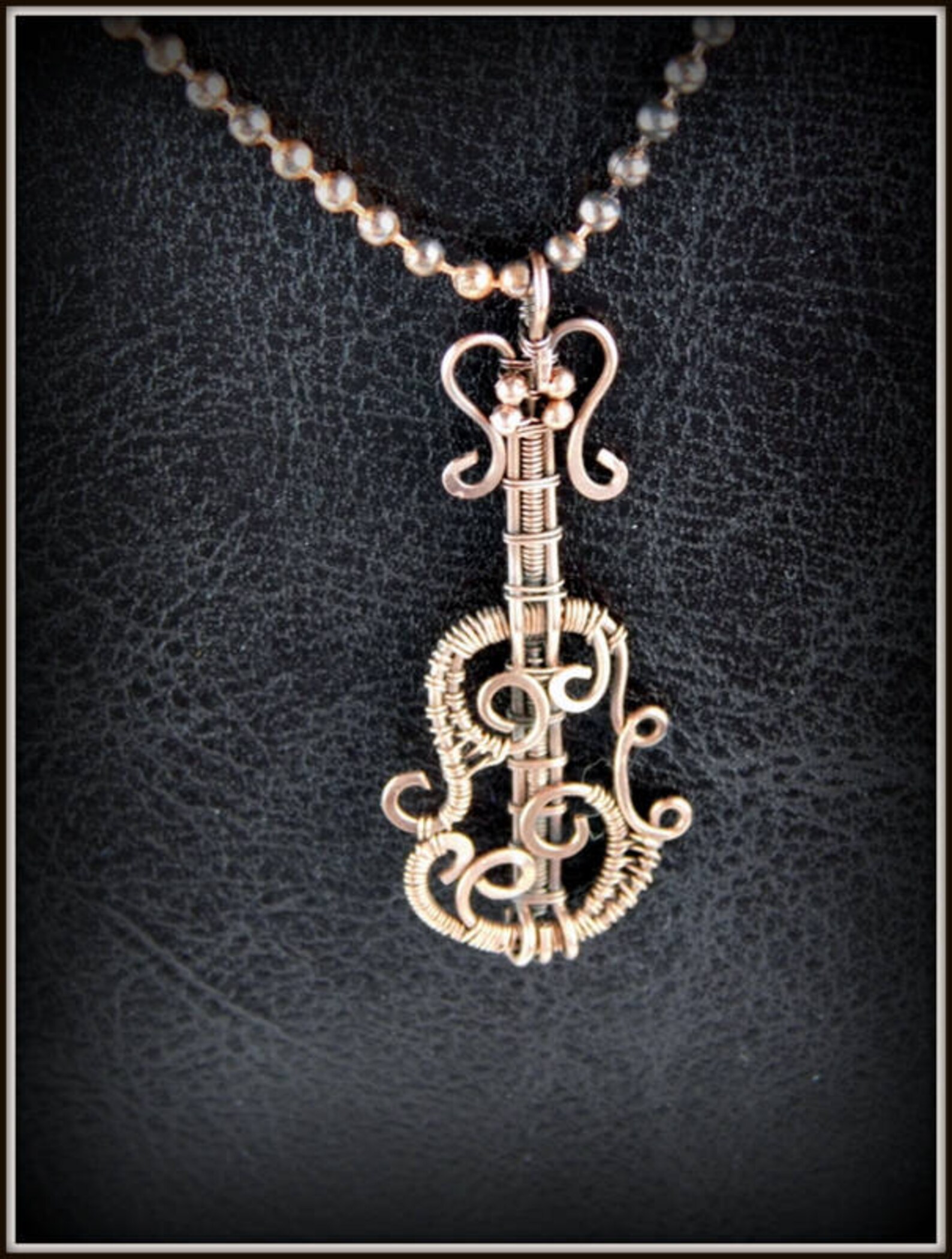 Violin Necklace Musical Pendant Wire Wrapped Violin Copper Etsy