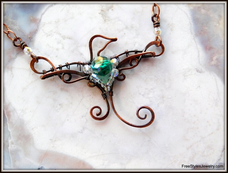 Copper Wire Wrapped Bird Pendant Wire Wrapped Necklace Wire Etsy