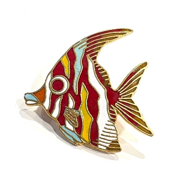 Angel Fish Pin | Vintage Tropical Enamel Badge