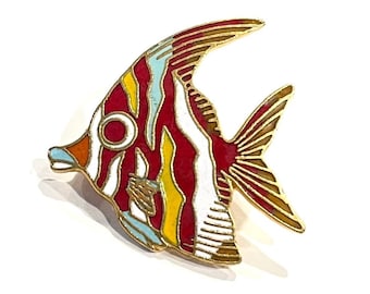 Angel Fish Pin | Vintage Tropical Enamel Badge