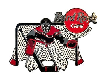 Hard Rock Cafe Ottawa Pin | Vintage Ice Hockey Goalie Enamel Pin | HRC Logo Badge