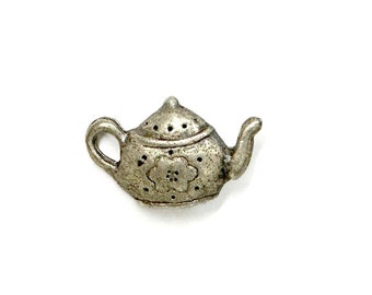 Small Tea Pot Pin | Vintage Silver-Tone Lapel Badge | Pewter Teapot | Finer Things Club Button