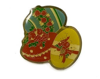 Easter Egg Pin | Vintage Holiday Enamel Pins | Faberge or Pysanky Decorated Egg