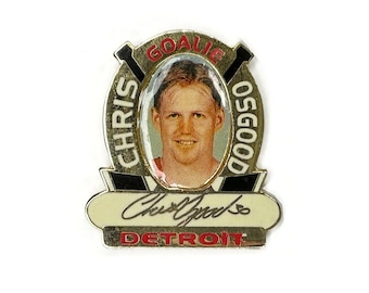 Chris Osgood Pin | Vintage Hockey Goalie Enamel Pin | Professional Ice Hockey Goaltender | Detroit Red Wings Stanley Cup Winner Souvenir