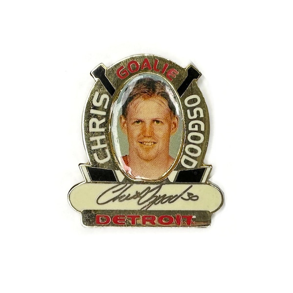 Chris Osgood Pin | Vintage Hockey Goalie Enamel Pin | Professional Ice Hockey Goaltender | Detroit Red Wings Stanley Cup Winner Souvenir