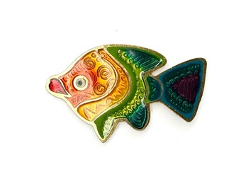 Fish Pin | Vintage Colorful Tropical Enamel Badge