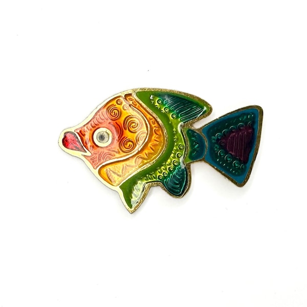 Fish Pin | Vintage Colorful Tropical Enamel Badge