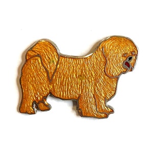 Tibetan Mastiff Pin | Vintage Gold Dog Enamel Lapel Badge