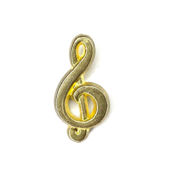 Treble Clef Pin | Vintage Music Note Button | Retro 80s Musical Gift | G Clef Badge
