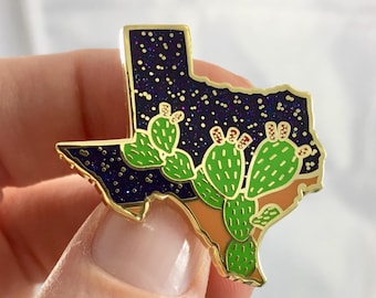 Texas Cactus Enamel Pin | The Stars At Night, Prickly Pear State Backpack Pin