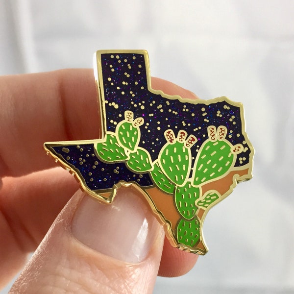 Texas Cactus Enamel Pin | The Stars At Night, Prickly Pear State Backpack Pin
