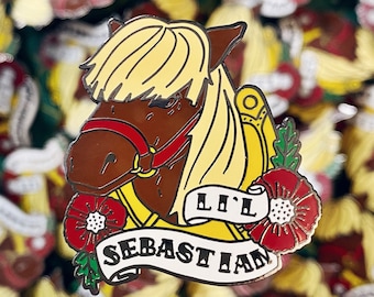 Lil Sebastian Pin | Parks and Rec Enamel Badge | Mini Horse Tattoo