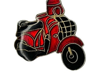 Moped or Motorcycle Enamel Pin | Vintage Vespa Lapel Button | Motor Scooter Bike Badge