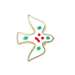 Small Polka Dot White Dove Pin, Vintage Religious Enamel Lapel Brooch, Hat Pin