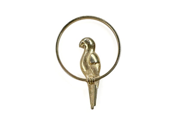 Parrot Metal Pin | Vintage Gold Avon Lapel Pin - image 1