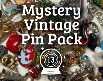 Mystery Vintage Enamel Pin Bundle - Curated Surprise Set of 3 - Retro Lapel Pins & Brooches