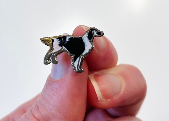 Small Black & White Pointer Pin | Vintage Dog Ena… - image 4