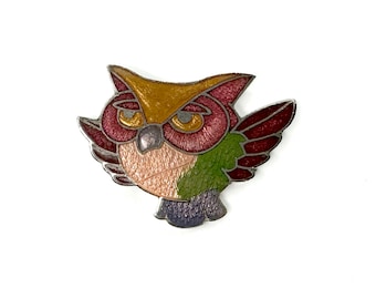 Owl Pin | Vintage Enamel Pin | Colorful Bird