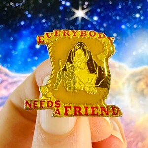 Everybody Needs A Friend Pin Vintage Pet Enamel Badge Dogs and Cats Eighties Pin Man's Best Friend image 3