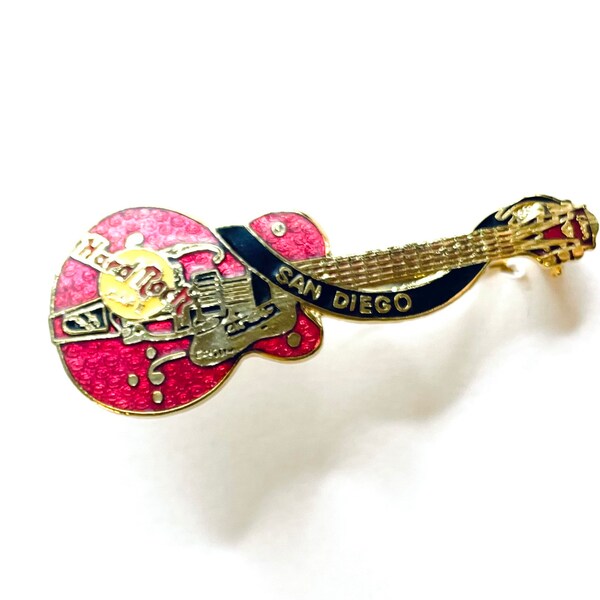Hard Rock Cafe San Diego Pin | Vintage Red Gretsch guitar Enamel Pin | HRC Logo Memorabilia | Gift Shop