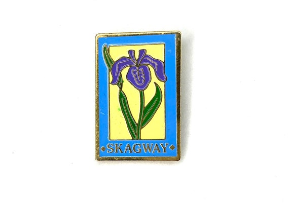 Skagway Alaska Pin | Vintage Purple Artic Iris En… - image 1