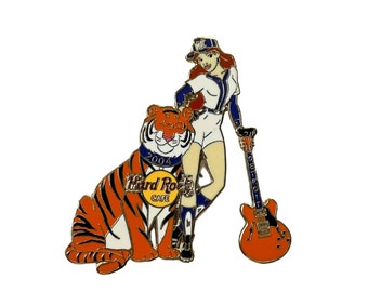 Hard Rock Cafe Detroit Pin | Vintage Baseball Girl with Tiger Hard Enamel Lapel Badge | 2004 HRC Memorabilia