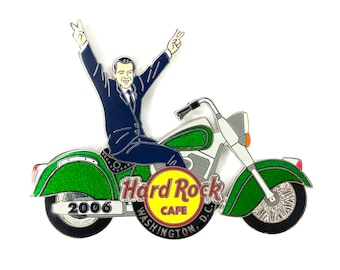 Hard Rock Cafe Washington D.C. Pin | Vintage Presidents on Bikes Nixon on Green Harley Hard Enamel Lapel Badge | HRC Richard Pins