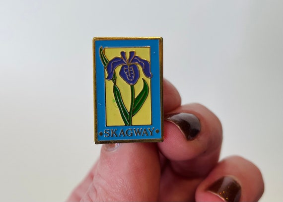 Skagway Alaska Pin | Vintage Purple Artic Iris En… - image 2