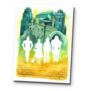 Wizard of Oz Sticker | Emerald City & Yellow Brick Road Watercolor Painting | Dorothy and Toto Laptop Decal
