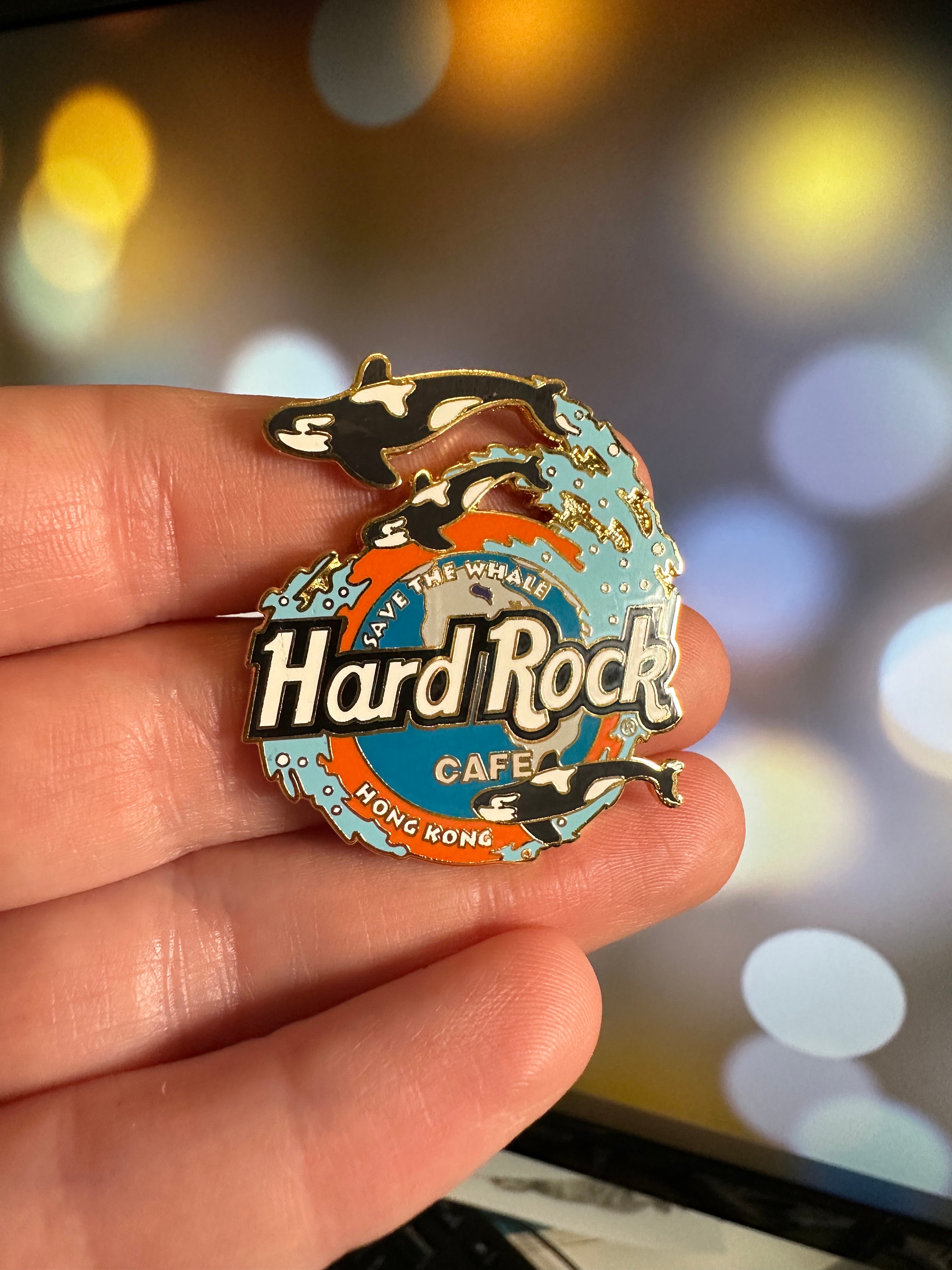 Vintage Hard Rock Cafe Hong Kong Enamel Pin | Save the Whale Orca
