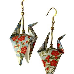 Blue and Red Origami Inspired Earrings