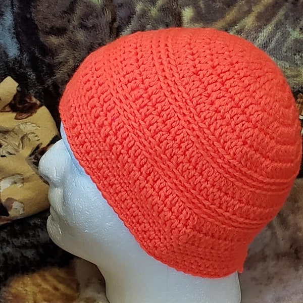 Hand Crocheted Flame Orange unisex hat