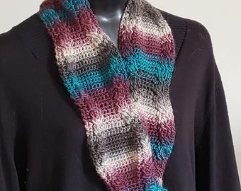 Hand Crocheted Multi Colored Scarf