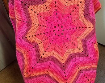 Crochet Baby Star Crib Blanket, Pink Afghan