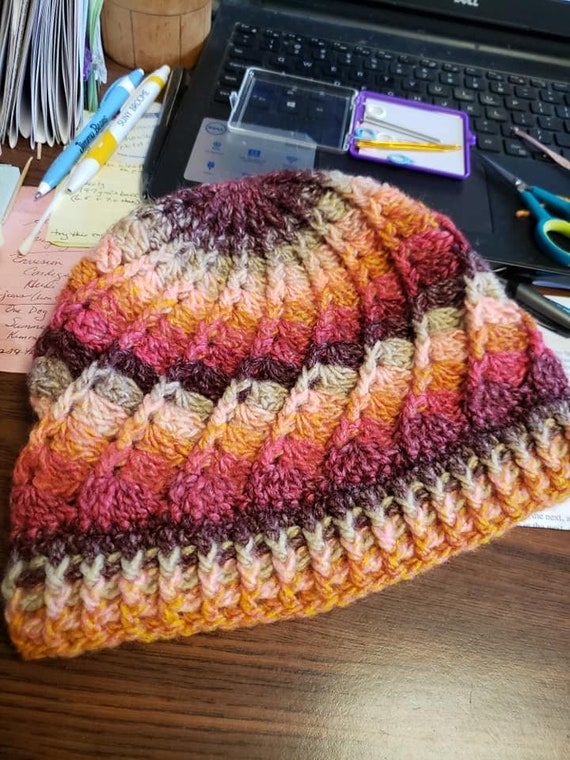 Hand Crocheted Multi Colored Red / Orange Beanie/ Hat  display picture 1