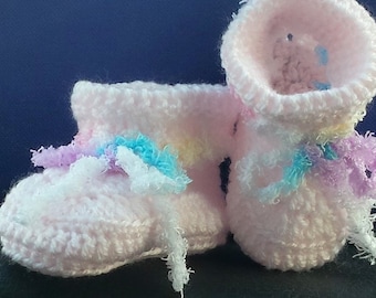 Crocheted Booties 0 to 3 Months